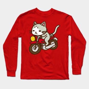 Cute cat riding a bike Long Sleeve T-Shirt